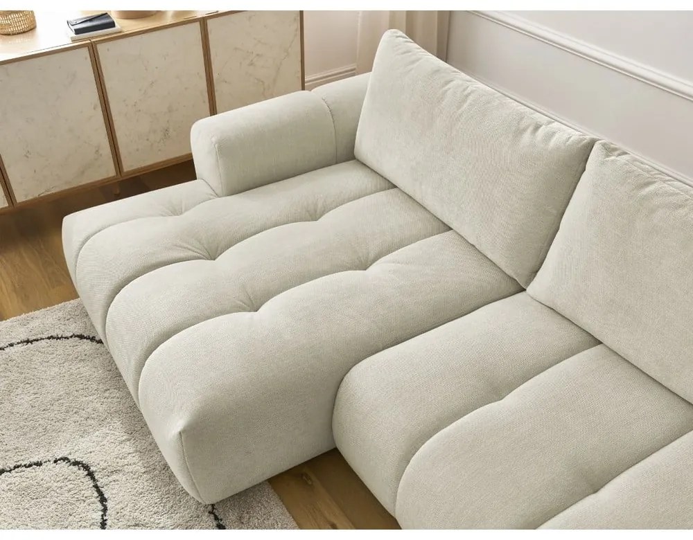 Béžová rozkladacia/s úložným priestorom rohová pohovka (ľavý roh/s leňoškou) Fuji – Bobochic Paris