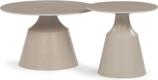 Set dvoch konferenčných stolíkov béžový travertín CT-F4152 TRV (2 ks)