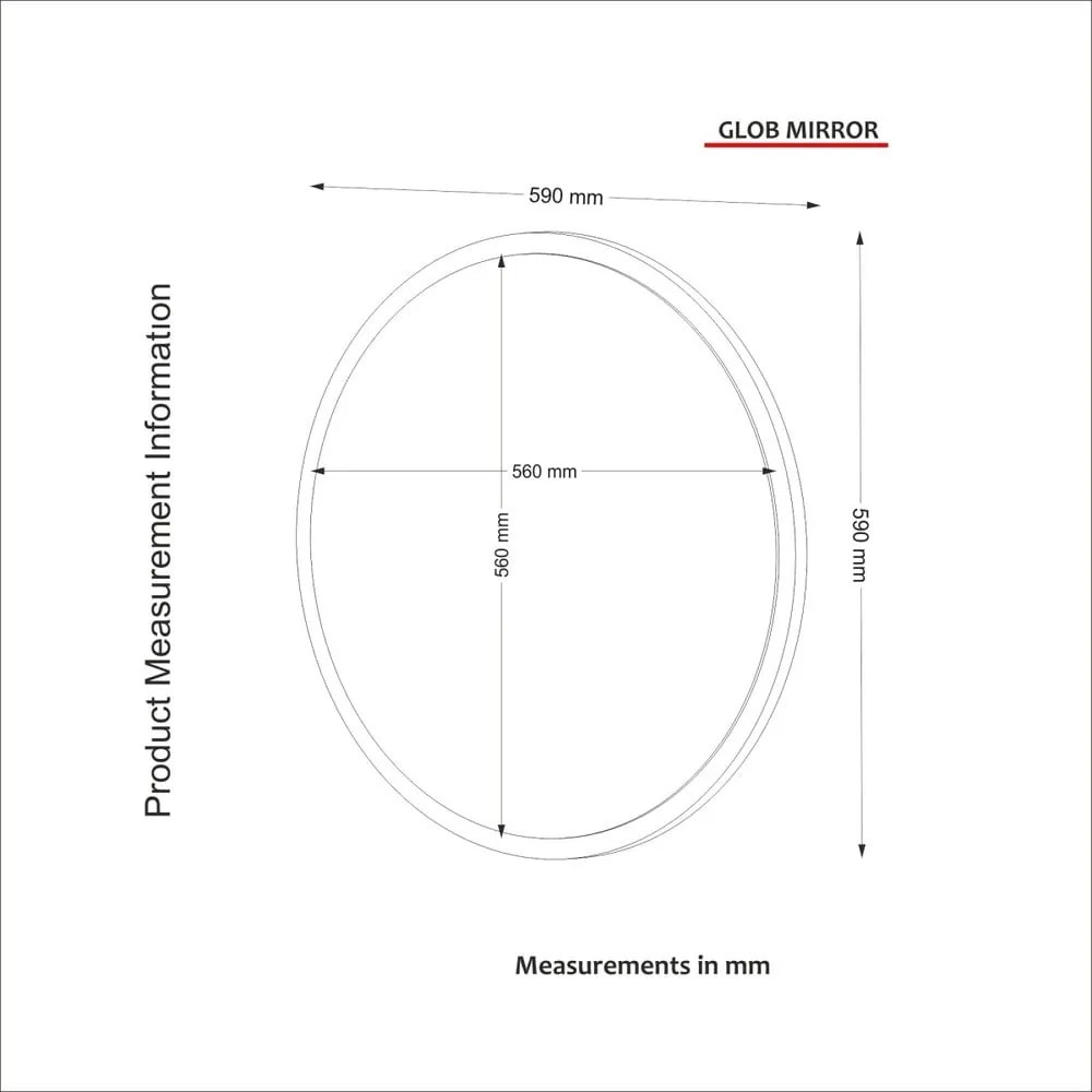Okrúhle nástenné zrkadlo v bílémém ráme Glob, ⌀ 59 cm