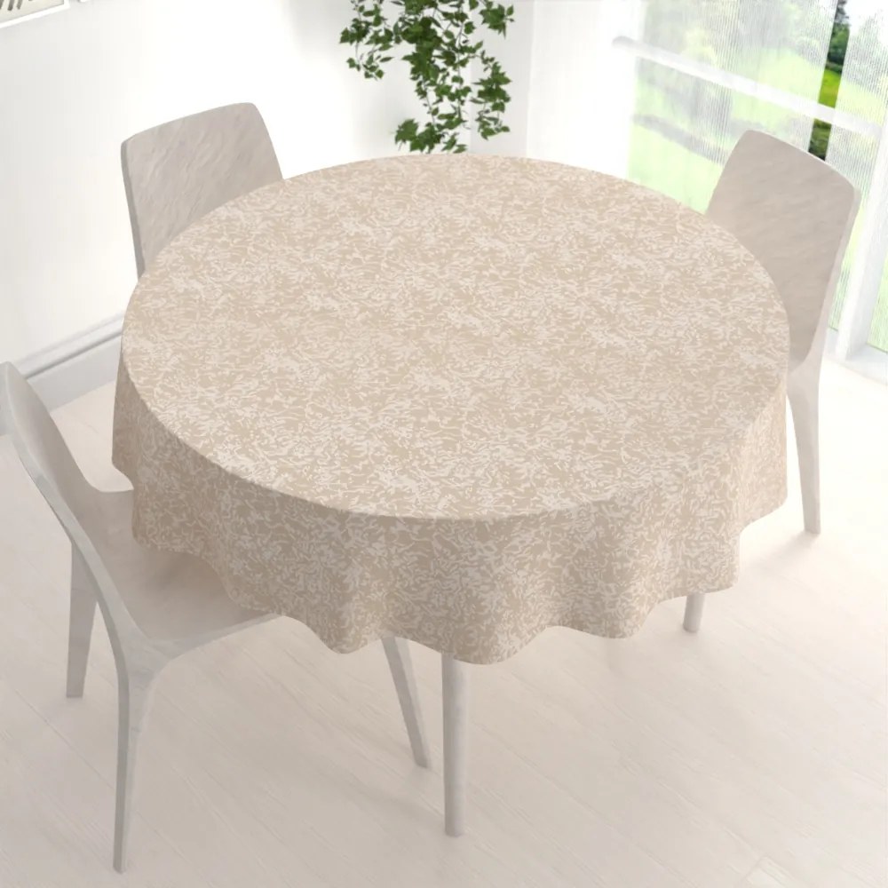 Biante Teflónový okrúhly obrus TF-097 Venezia púdrovo béžový Ø 140 cm