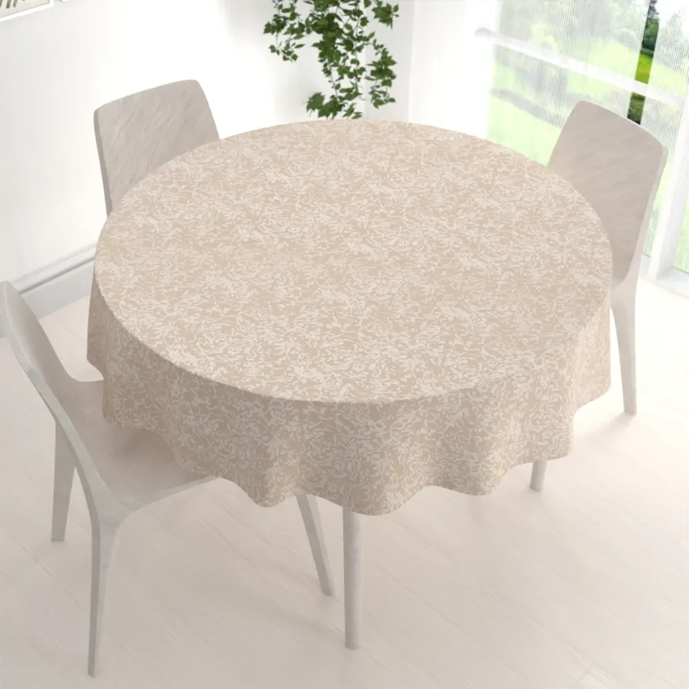 Biante Veľký teflónový okrúhly obrus TF-097 Venezia púdrovo béžový Ø 230 cm