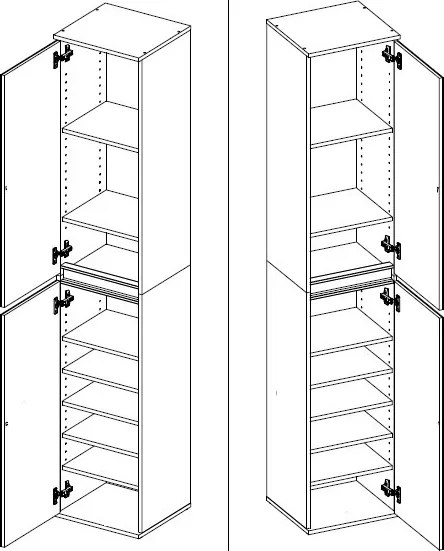 Zrkadlová viacúčelová skriňa s policami Mirror, 37 cm, biela