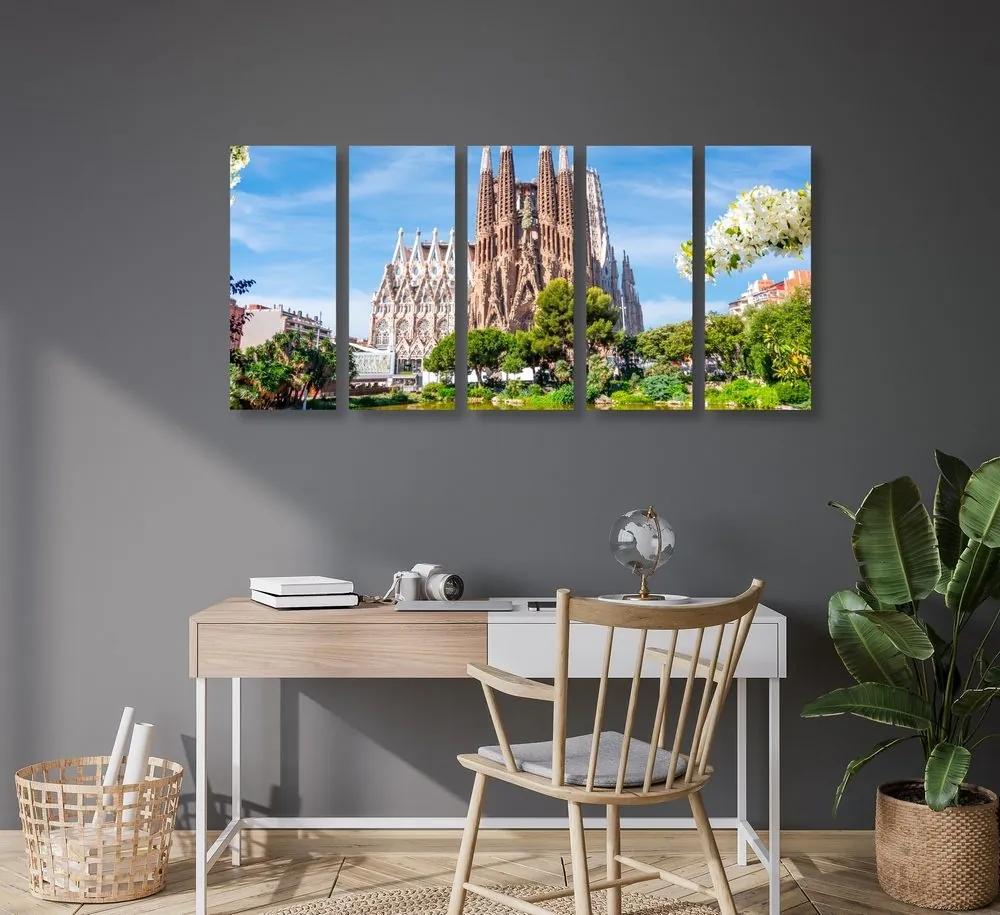 5-dielny obraz katedrála v Barcelone - 100x50