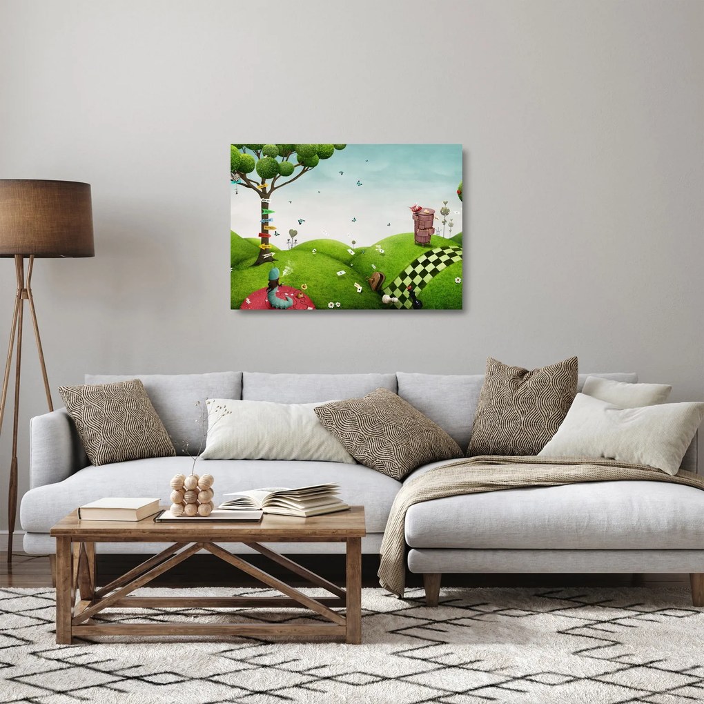 Sklenený obraz podivuhodnej krajiny (70x50 cm)