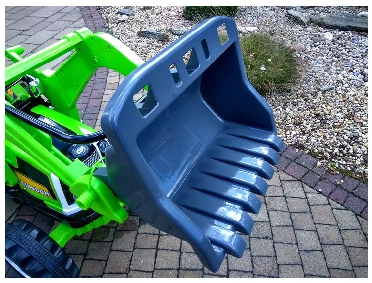LEAN TOYS ELEKTRICKÝ TRAKTOR S NABERAČKOU ZELENÝ - MOTOR - 2x45W - BATÉRIA 2x6V7Ah - 2022