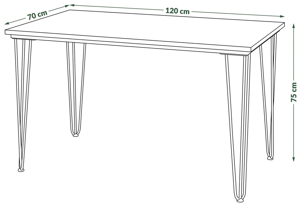 HAIRPIN dub hnedý, loftový stôl do kuchyne, jedálne a obývacej izby