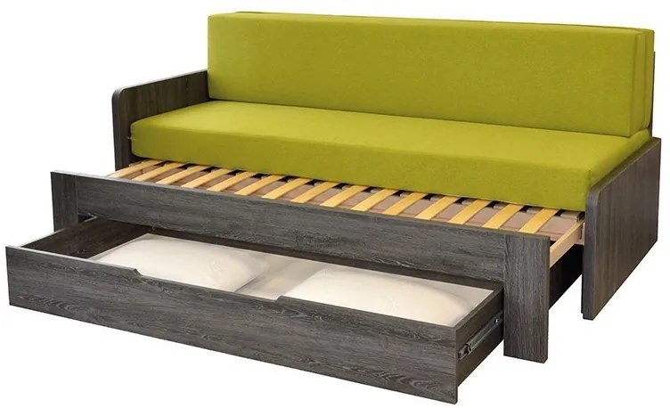Ahorn DUOVITA 80 x 200 lamela - rozkladacia posteľ a sedačka 80 x 200 cm pravá - dub svetlý / hnedý / agát, lamino