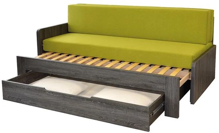Ahorn DUOVITA 80 x 200 lamela - rozkladacia posteľ a sedačka 80 x 200 cm s podrúčkami - dub svetlý / hnedý / agát, lamino