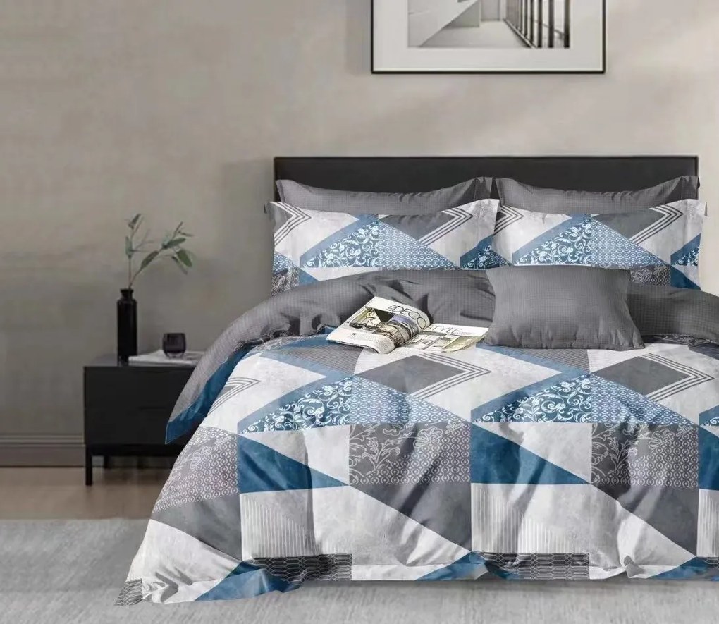 Flanelové obliečky z mikrovlákna NORDIC PATCH sivo-modré Rozmer obliečky: 70 x 80 cm | 140 x 200 cm