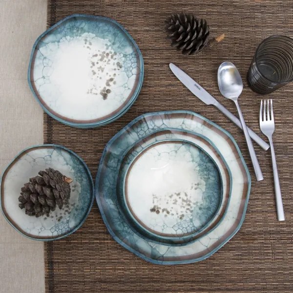 24-dielna jedálenská súprava, modrá, porcelán