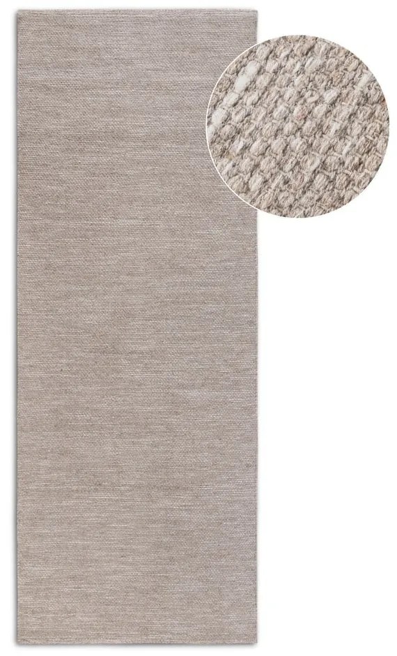 Béžový ručne tkaný behúň s prímesou vlny 80x200 cm Pradesh Linen White – Elle Decoration