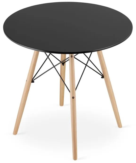 Jedálenská zostava TODI 80cm okrúhly stolový set čierny + 4 stoličky OSAKA čierne