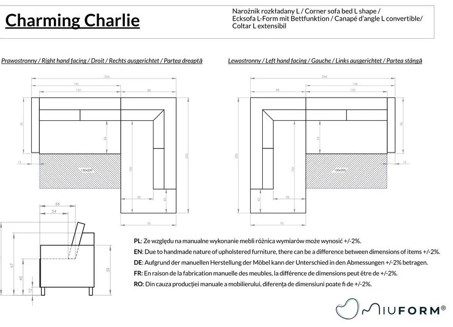 Béžová rozkladacia rohová pohovka (pravý roh) Charming Charlie – Miuform