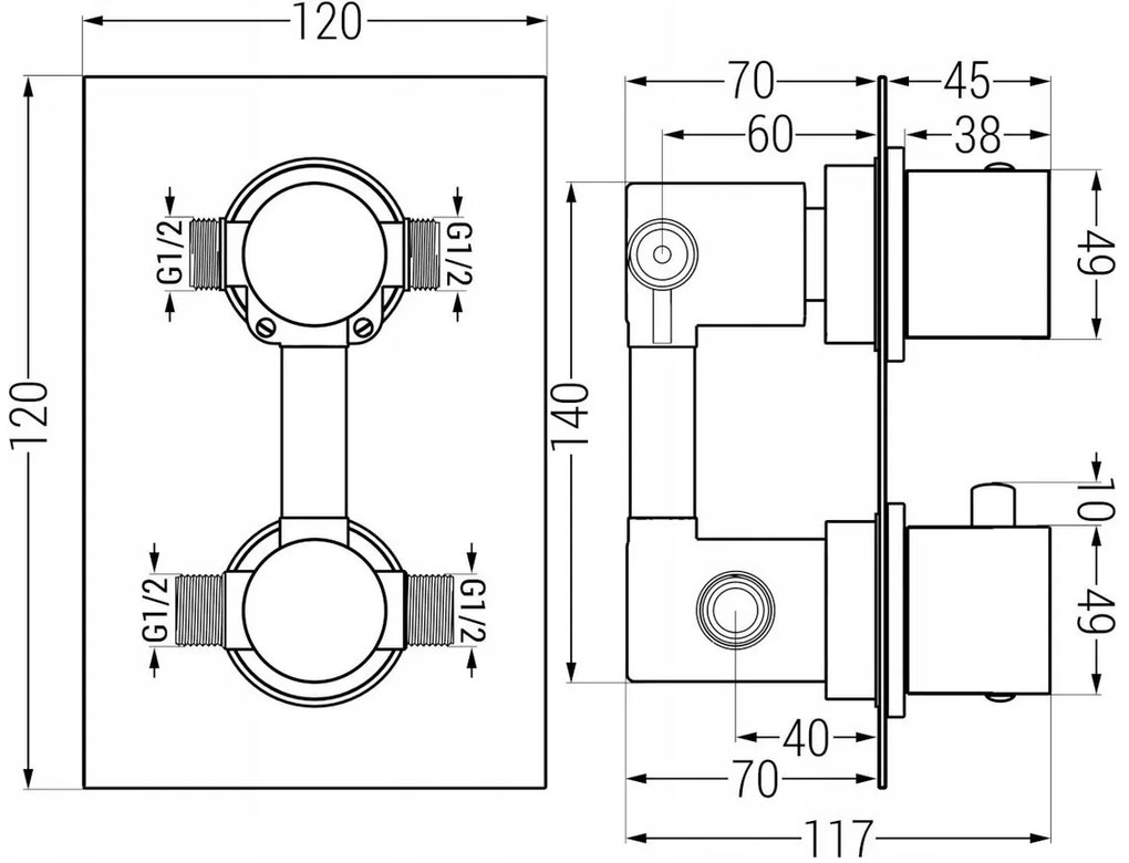 Mexen CUBE - 2-výstupová podomietková sprchová sada 6v1, čierna, 5907709106550