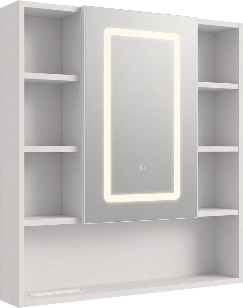 Rea Luna, zrkadlová skrinka s LED osvetlením 70×80 cm, plast, REA-M0405