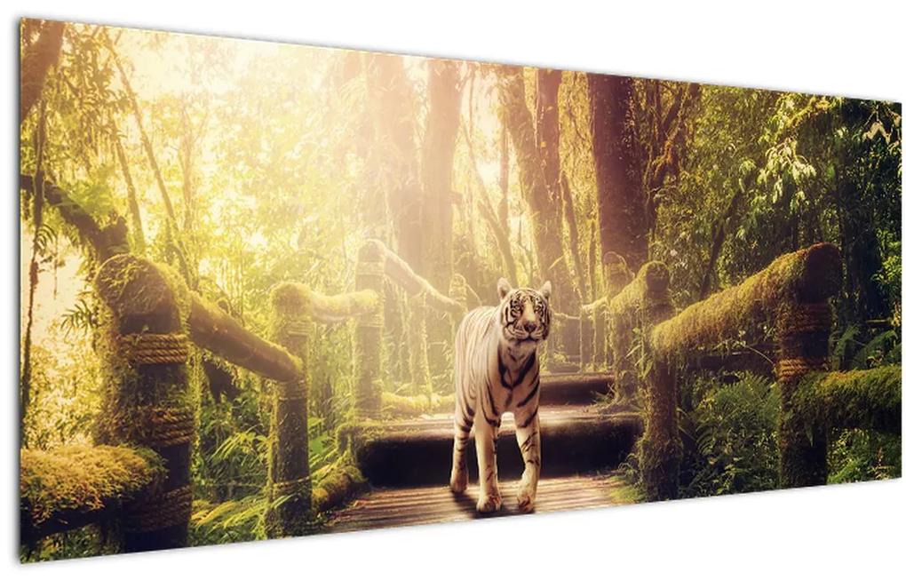 Obraz tigra v džungli (120x50 cm)