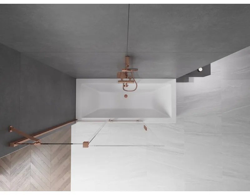 Mexen Velar, 2-krídlová posuvná vaňová zástena 120 x 150 cm, 8mm číre sklo, ružové zlato, 896-120-000-01-60