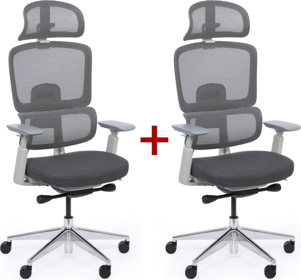 Kancelárska stolička WILMOT MF 1+1 ZADARMO, sivý rám, sivá