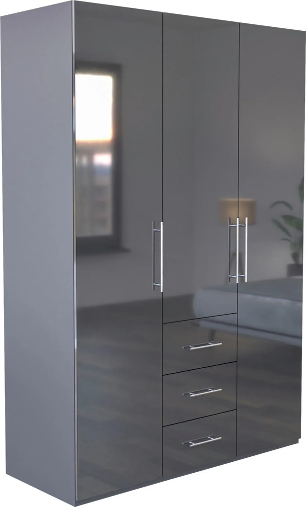 XXXLutz ŠATNÍKOVÁ SKRIŇA, antracitová, antracitová s vysokým leskom, 147/219/59 cm P & B - Skrine - 000885000407