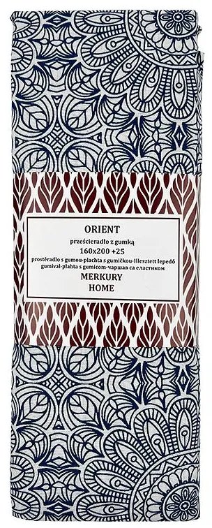 Napínacia plachta Orient bavlna ecru/indigo 160x200 + 25 Merkury Home