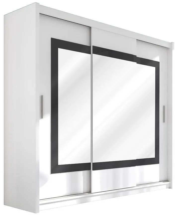 Skriňa Preston 250 biely/zrkadlo