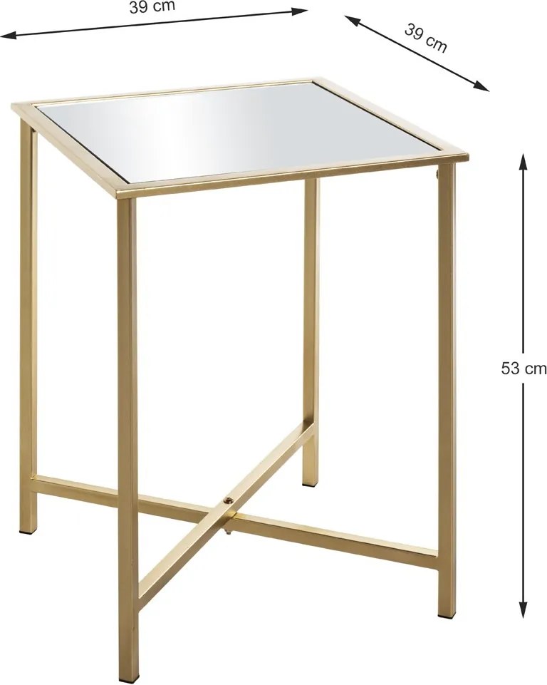 Štvorcový odkladací stolík Lagos 39x39 cm, zlatý