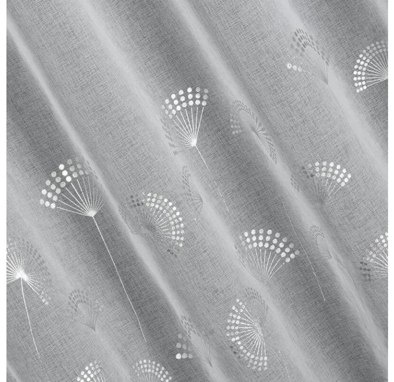 DECOREUM záclona so striebornou kvetinovou potlačou 300 cm x 250 cm biela 100 % polyester 101236