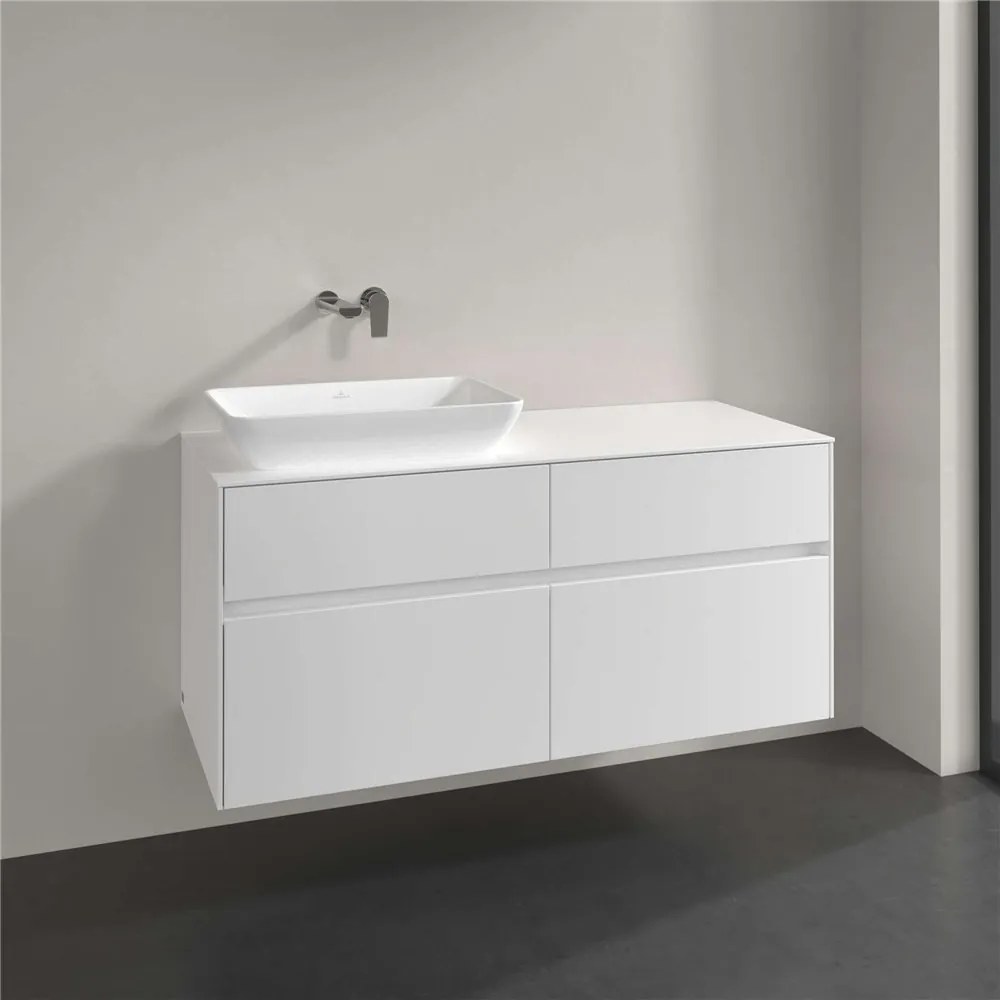 VILLEROY &amp; BOCH Collaro závesná skrinka pod umývadlo na dosku (umývadlo vľavo), 4 zásuvky, 1200 x 500 x 548 mm, White Matt, C11300MS