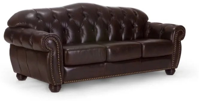 furniture-nabytek.cz - Pohovka Chesterfield Hereford 3-miestna z pravej kože, hnedá