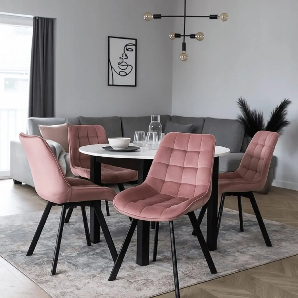 PROXIMA.store - Čalúnená jedálenska stolička RICK FARBA: ružová, MATERIÁL: zamat