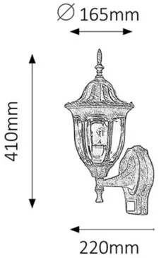 Rabalux MILANO1 vonkajší nástenný lampáš 8370