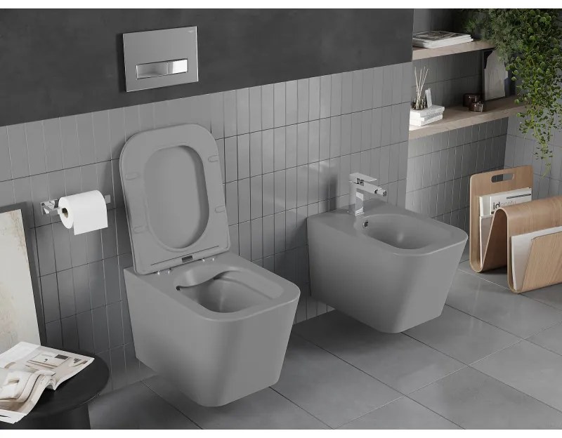 Mexen Teo WC Rimless s WC doskou slim, duroplast, svetlo-šedá matná, 30854061