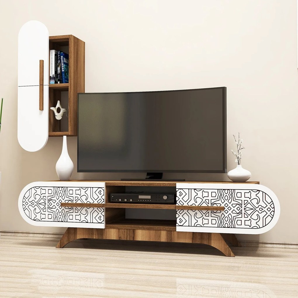 TV skrinka Defne - Walnut, White