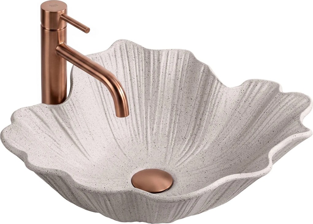 Rea Flower Beige, umývadlo na dosku, 47,5 × 40 cm, béžová matná, REA-U7888