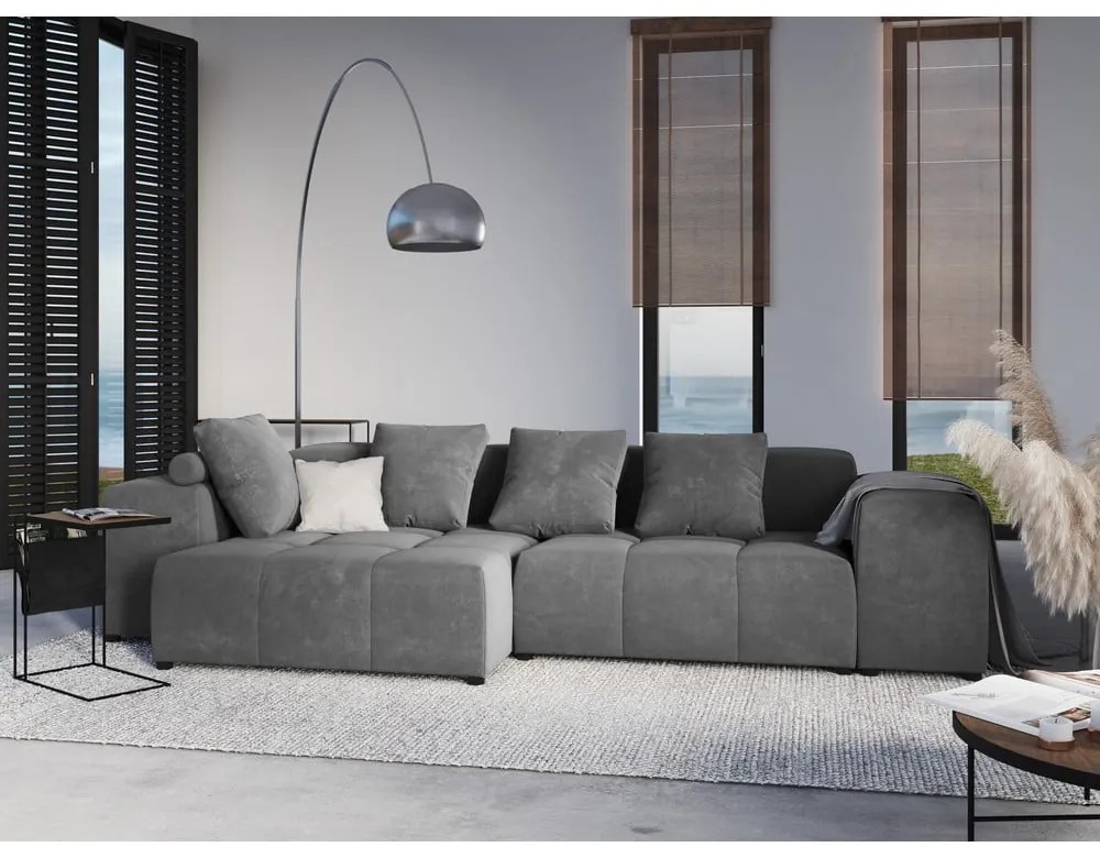 Sivý zamatový vankúš k modulárnej pohovke Rome Velvet - Cosmopolitan Design