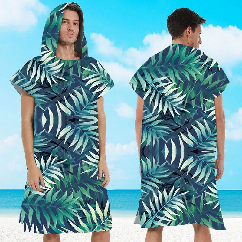 Plážový set BORNEO - osuška 100×180 cm a pončo 80×145 cm, tmavo modrý