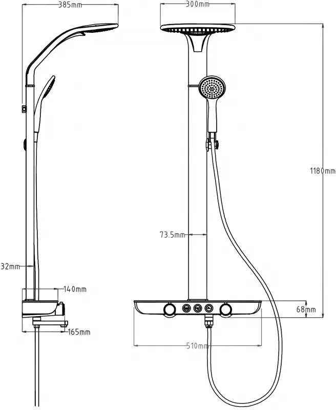 Mexen Blaze, sprchová sada s ručnou a dažďovou hlavicou, čierna-chrómová, 78109-71