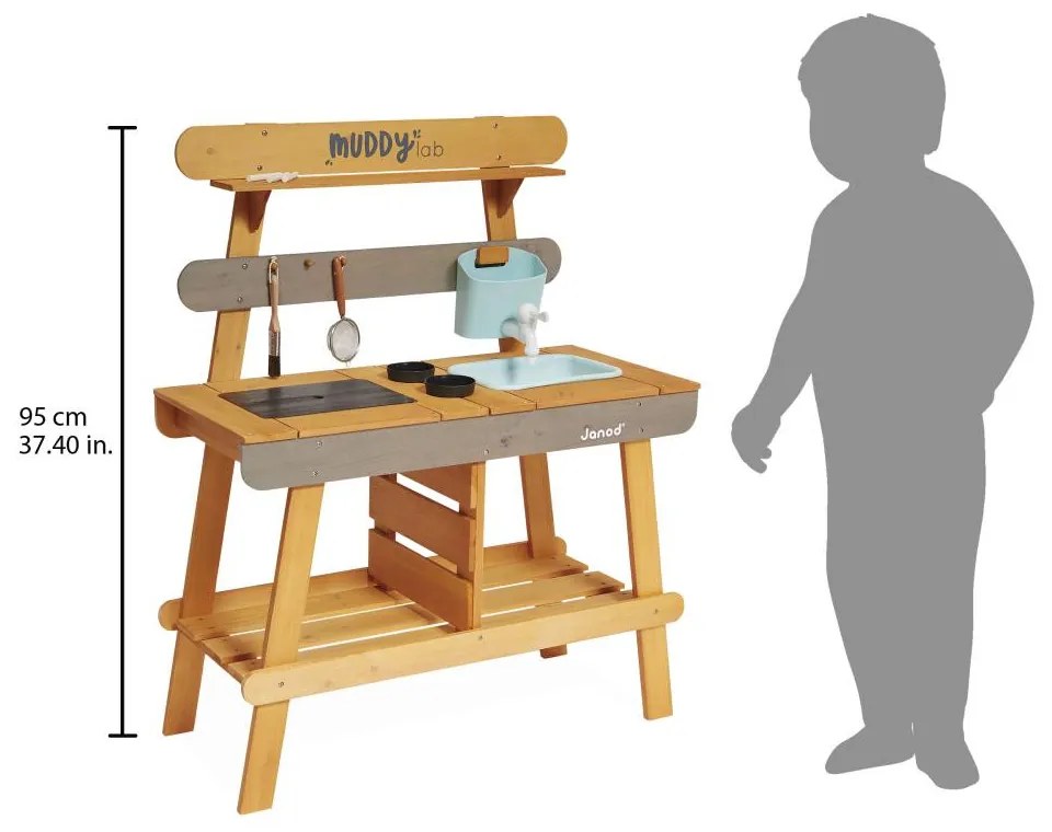 Vonkajšia detská drevená kuchynka - Muddy Lab