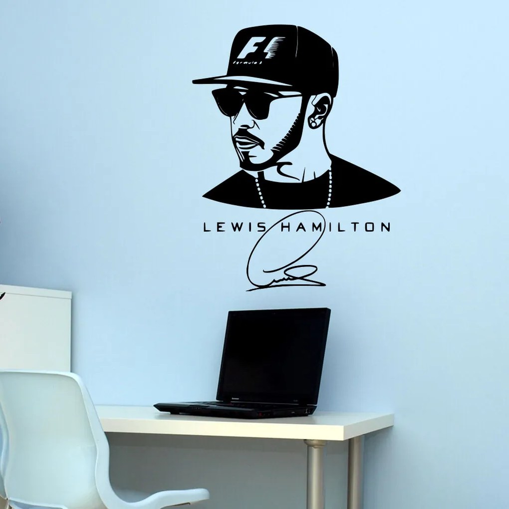 Veselá Stena Samolepka Lewis Hamilton F1 Farba: béžová, Veľkosť: 100 x 78 cm