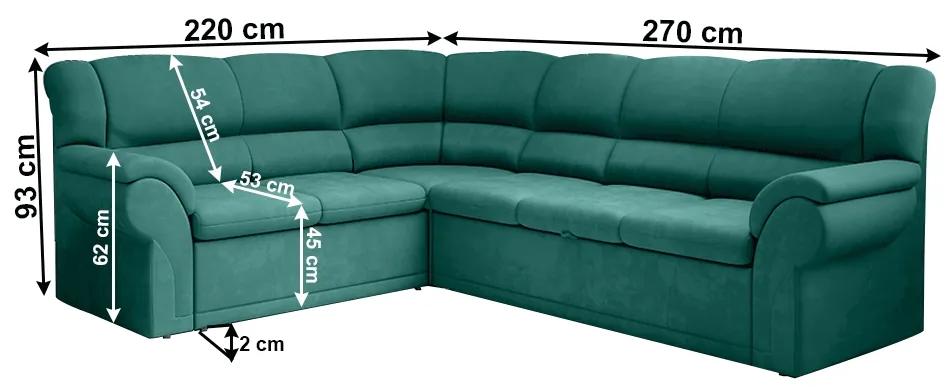 Rohová sedačka s rozkladom a úložným priestorom Amelia L - smaragdová