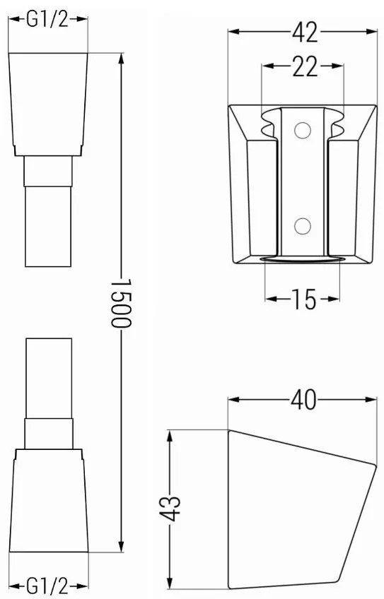 Mexen príslušenstvo - 1-bodový ručný sprchový set R-54, čierna/chróm, 785546052-71