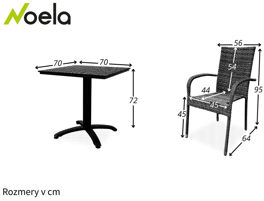 Noela Balkónový set Ristorante + 2x ratanová stolička Paris PREMIUM