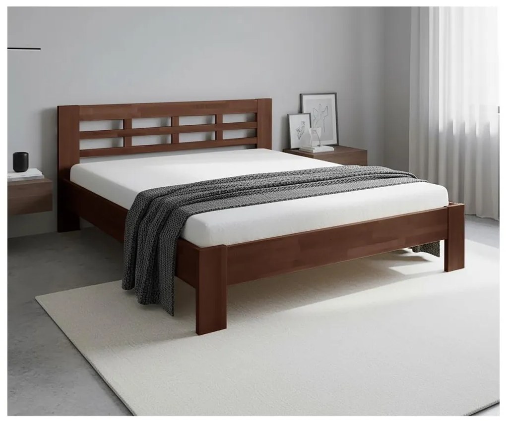 Dvojlôžková posteľ z masívu ANGELA 180x200 cm tmavý orech