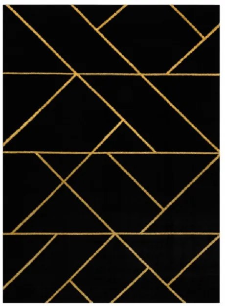Dywany Łuszczów, Kusový koberec Emerald geometric 1012 black and gold, 180x270, čierna, chodba / predsieň