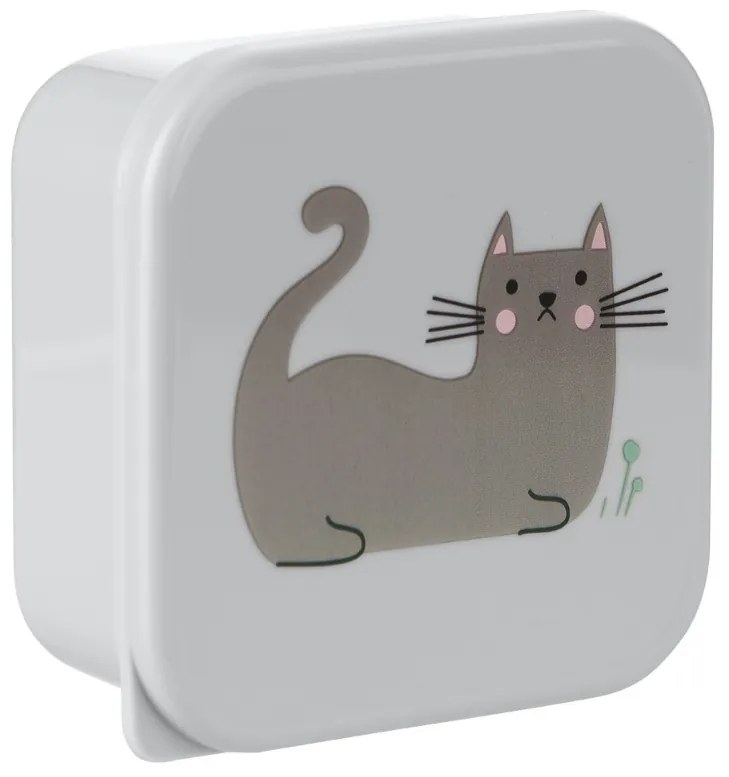 Súprava boxov na desiatu 4 ks Kitty Cat Grey