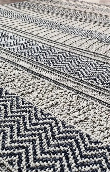 Pruhovaný koberec v boho štýle Boho 878-S – sivo-béžový Rozmer: 120x170 cm