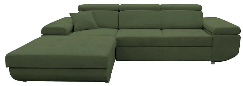 Rozkladacia rohová sedacia súprava s úložným priestorom v tvare L CASTELO ľavá zelená