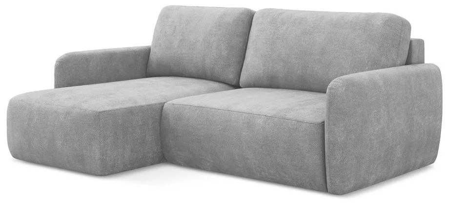 Svetlosivá ženilková rozkladacia/s úložným priestorom rohová pohovka (ľavý roh/s leňoškou) Lilo – Makamii