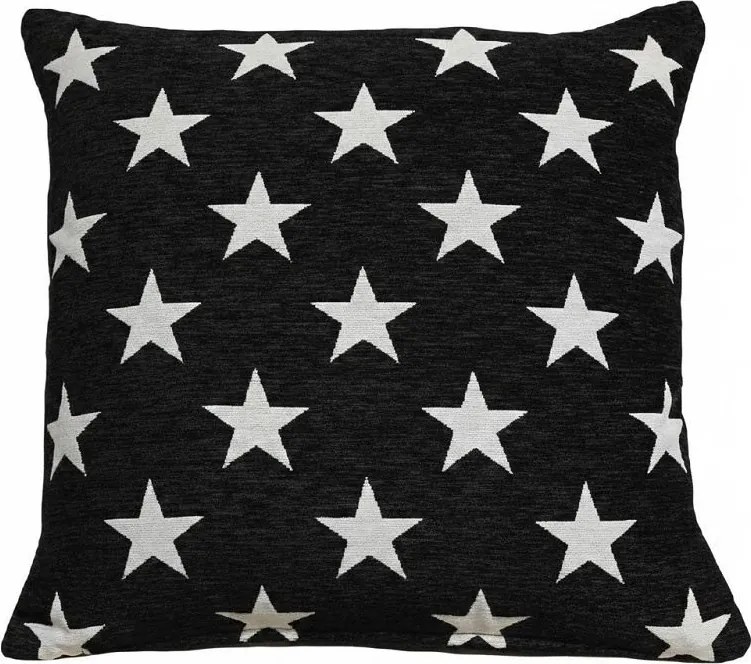 Vankúšová obliečka Stars – čierna 45 × 45 cm
