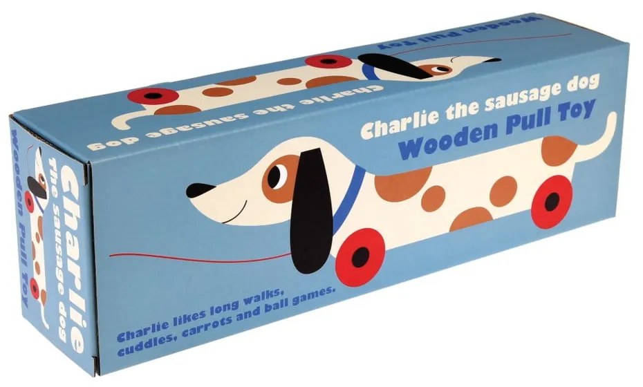 Drevený ťahací jazvečík Rex London Charlie The Sausage Dog, dĺžka 31,5 cm